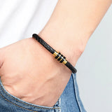 Braided Leather Bracelet with Stainless Steel Clasp