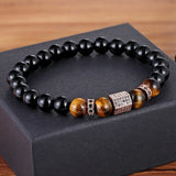 African CZ Charm Tiger Eye Beads Bracelet DIY