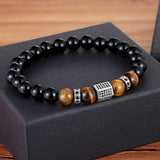 African CZ Charm Tiger Eye Beads Bracelet DIY