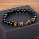 African CZ Charm Tiger Eye Beads Bracelet DIY