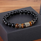 African CZ Charm Tiger Eye Beads Bracelet DIY