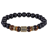 African CZ Charm Tiger Eye Beads Bracelet DIY