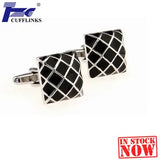 Grid Enamel Cufflink Cuff Link 2 Pairs