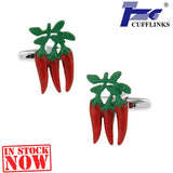Red Pepper Cufflink Cuff Link 2 Pairs