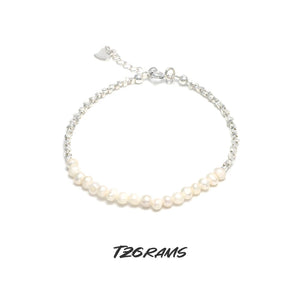 925 Silver Pearl Bracelet Sparkling Irregular Silver Bracelet Jewelry