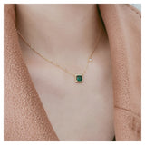 925 Silver Necklace w/ Simulated Emerald - Fine Jewelry