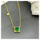 925 Silver Necklace w/ Simulated Emerald - Fine Jewelry