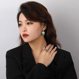 Abalone Shell Drop Earrings Square 925 Silver Y2K Accessories