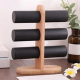 Jewelry Display Stand with Wood Base Storage