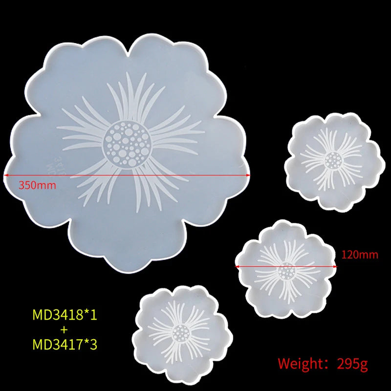 Wine Tray and Coaster Resin Molds Set, 1 Large Tray Mold & 5 Coaster Molds