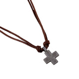 Vintage Cross Pendant Leather Choker Necklace for Men and Women