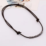 Vintage Cross Pendant Leather Choker Necklace for Men and Women