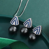 Tahiti Fritillaria Pearl Pendant Necklace Triangle Earrings Set