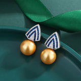 Tahiti Fritillaria Pearl Pendant Necklace Triangle Earrings Set
