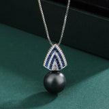 Tahiti Fritillaria Pearl Pendant Necklace Triangle Earrings Set