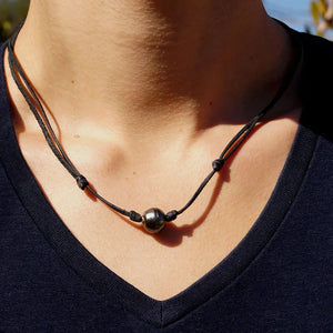 Tahitian Pearl Leather Choker Necklace