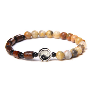 Tai Chi Natural Stone Beads Charm Bracelet for Men Women Yin Yang