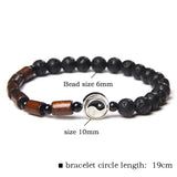 Tai Chi Natural Stone Beads Charm Bracelet for Men Women Yin Yang