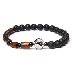 Tai Chi Natural Stone Beads Charm Bracelet for Men Women Yin Yang