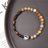 Tai Chi Natural Stone Beads Charm Bracelet for Men Women Yin Yang