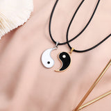Tai Chi Yin Yang Couple Bracelets Necklace Set