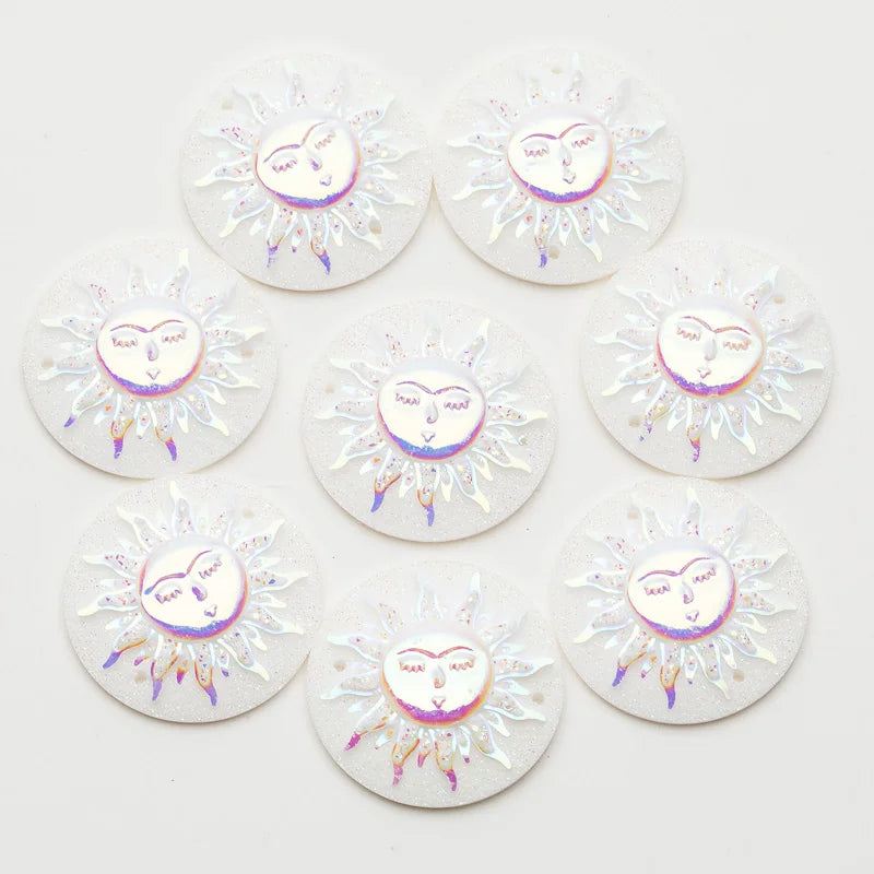 Taidian Flatback Resin Sew On Rhinestone Earring 20Pcs 25mm Powwow Cabochons