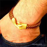 Tan Green Cross Leather Men Bracelet Bt049