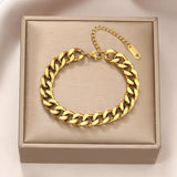 Tanada 316L Stainless Steel Link Chain Bangle Bracelet for Women