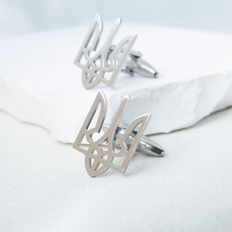 Tangula Ukrainian Emblem Cufflink Stainless Steel Men Shirt Buttons