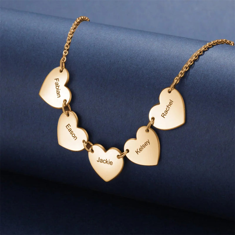 Tangula Heart Pendant Necklace Stainless Steel Engraved Name Jewelry