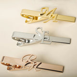 Tangula Initial Tie Clip for Groom Stainless Steel Men's