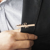 Tangula Initial Tie Clip for Groom Stainless Steel Men's
