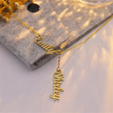 Tangula Letter Couple Name Necklace Stainless Steel Personalized Nameplate