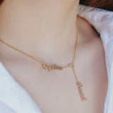 Tangula Letter Couple Name Necklace Stainless Steel Personalized Nameplate