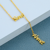 Tangula Letter Couple Name Necklace Stainless Steel Personalized Nameplate