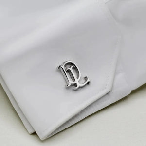 Tangula Men's Initials Cufflinks Stainless Steel Custom Groom Shirt Buttons