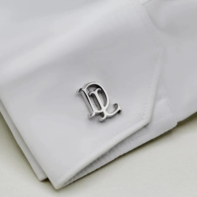 Tangula Men's Initials Cufflinks Stainless Steel Custom Groom Shirt Buttons