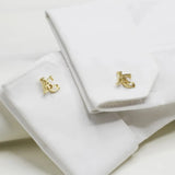 Tangula Men's Initials Cufflinks Stainless Steel Custom Groom Shirt Buttons