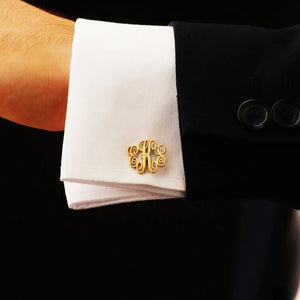 Tangula Monogram Cufflink Stainless Steel Initials Wedding Jewelry