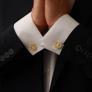 Tangula Monogram Cufflink Stainless Steel Initials Wedding Jewelry