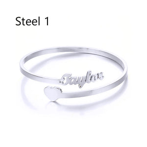Tangula Name Bracelet Personalized Cuff Bangle Stainless Steel