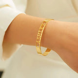 Tangula Name Bracelet Stainless Steel Personalized Engraved Letter
