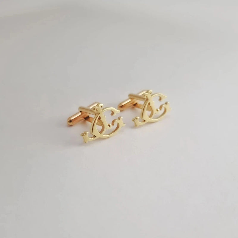 Tangula Name Cufflinks Stainless Steel Personalize Men's Initials Cufflinks