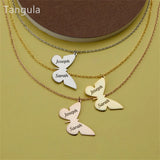 Tangula Custom Name Butterfly Pendant Necklace Bohemian Jewelry