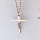 Tangula Name Necklace Personalized Stainless Steel Cross Christian Believer Amul