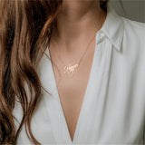 Tangula Custom Name Necklace Stainless Steel Nameplate Font Women Jewelry