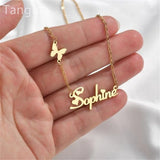 Tangula Name Necklace Stainless Steel Butterfly Pendant