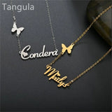 Tangula Name Necklace Stainless Steel Butterfly Pendant