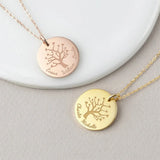 Tangula Minimalism Stainless Steel Necklace Circular Life Tree Pendant