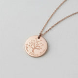 Tangula Minimalism Stainless Steel Necklace Circular Life Tree Pendant